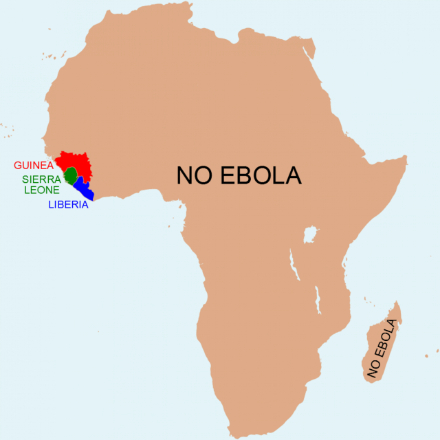 Only a very small part of Africa has been affected by Ebola 