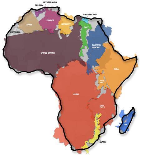 Africa is big, the map of USA, China and other nations can fit in one map